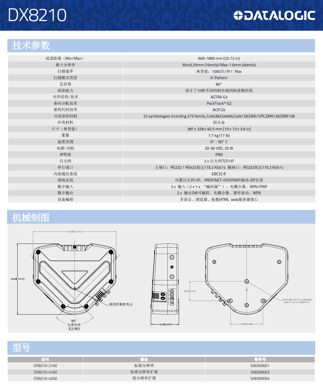 DX8210*方位條碼掃描固定式讀碼器型號、規(guī)格、尺寸詳細圖片展示